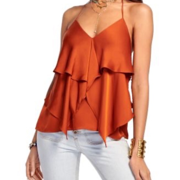 Ramy Brook Tops - Ramy Brook Brittany Tiered T Back Sleeveless Women's Top Burnt Orange XS